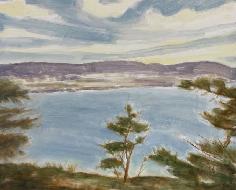 Daisy Craddock Tuckamores with Bowl of Sky, 2025, oil on canvas, 8 x 10 inches